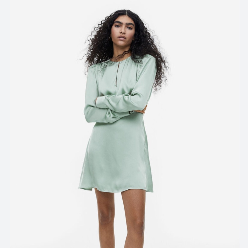 H&M Mint Green Long Sleeve Mini Dress